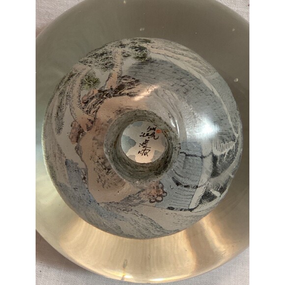 Reverse Painted Glass Sphere Ball Great Wall Of China Scene Hand Painted Signed - Picture 6 of 9